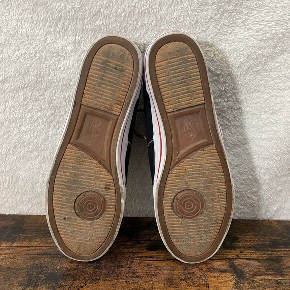 Polo Ralph Lauren Vaughn Mens Shoes 13D Black Canvas Leather Lace Preppy Low Top - Picture 12 of 16